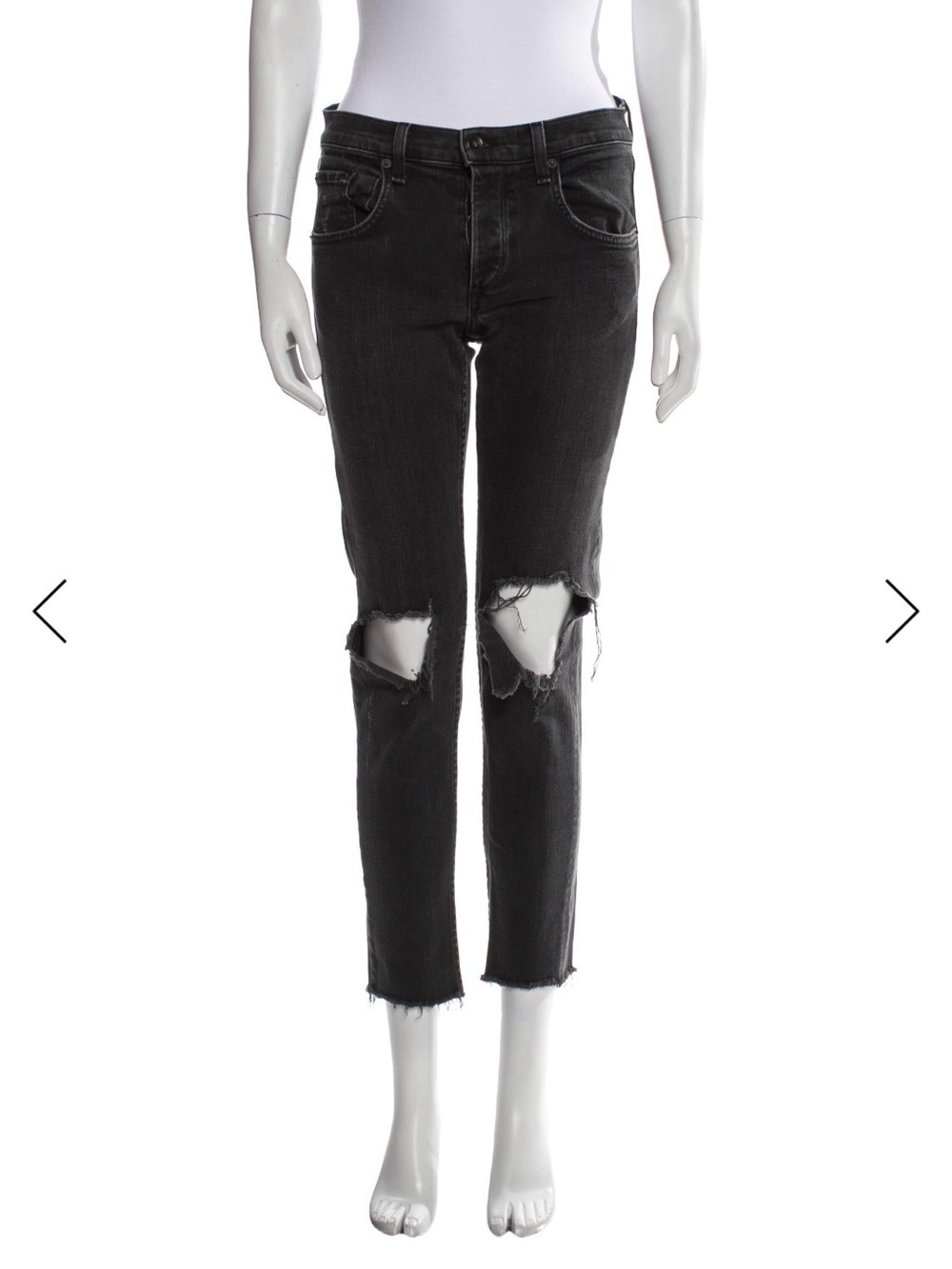 Rag & Bone Black/Gray Distressed Knee Skinny Jeans